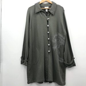 Soft Surroundings Gray Embroidered Jacket